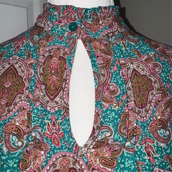 Joie Paisley Print Blouse Women's M Multicolor Mock Neck Long Sleeve - Picture 5 of 13